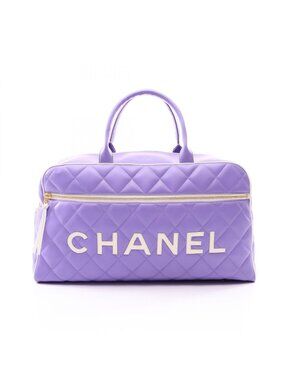 Chanel Boston Bag Quilted Purple Leather